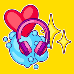 Print with fashion girlish items. Colorful teenage illustration. Creative girls symbols in cartoon style.