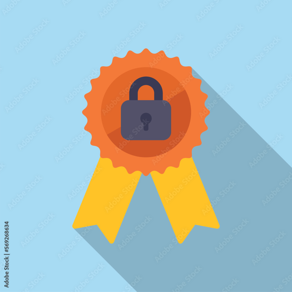 Poster emblem ssl certificate icon flat vector. web secure. safety connection