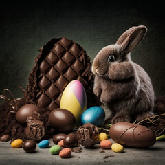 Fototapeta na wymiar chocolate easter bunny
