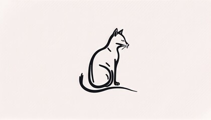  a black and white cat sitting on top of a white surface with a black outline of a cat sitting on top of a white surface.  generative ai