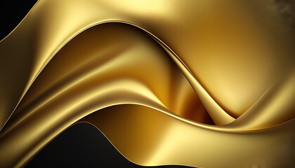  a gold colored background with a wavy design on it's side and a black background with a gold colored wave on it's side.  generative ai