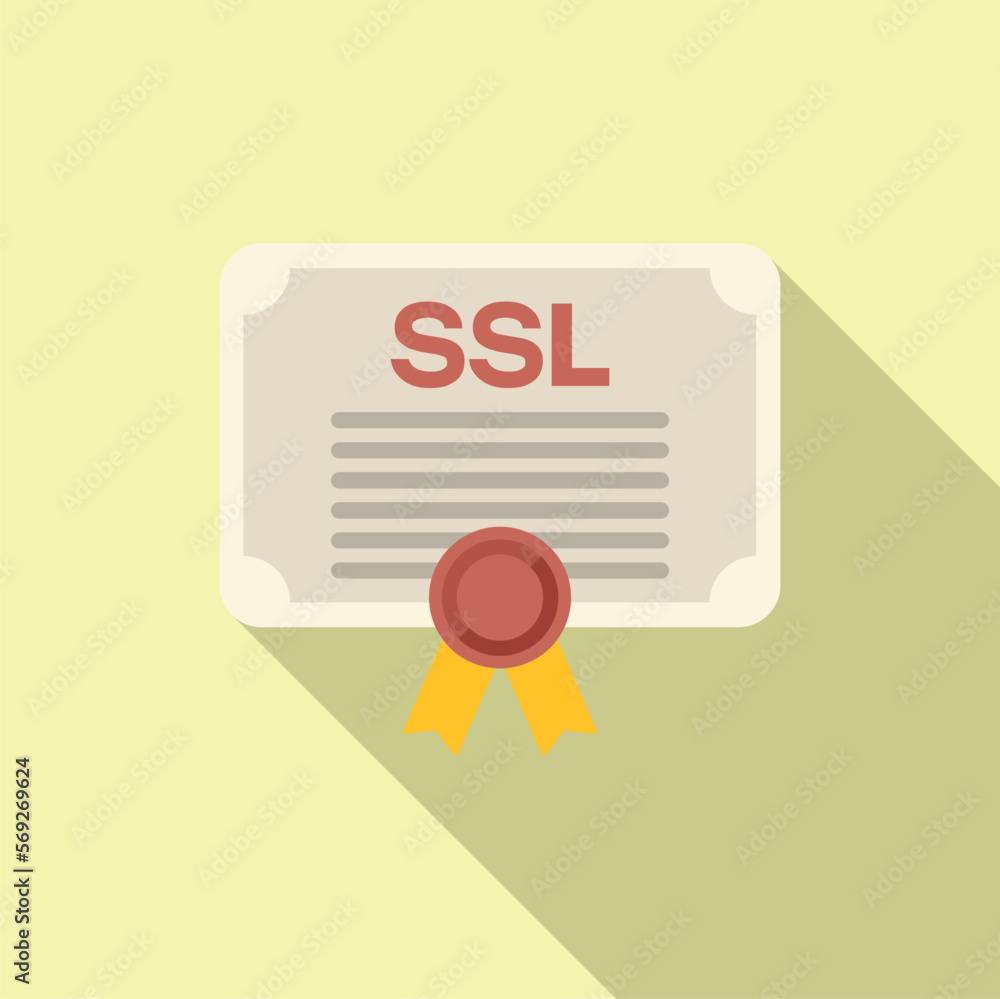 Poster ssl certificate diploma icon flat vector. web data. padlock safety