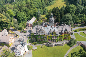 Fototapeta na wymiar Aerial View, Castle and Ramholz, Ramholz, Schluechtern, Hesse, Germany
