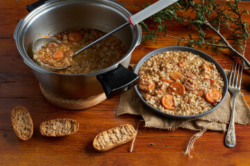 Lentil dish with rice and carrot