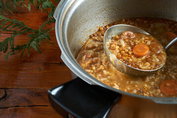 Lentil dish with rice and carrot