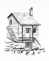 Ink sketch of the house 