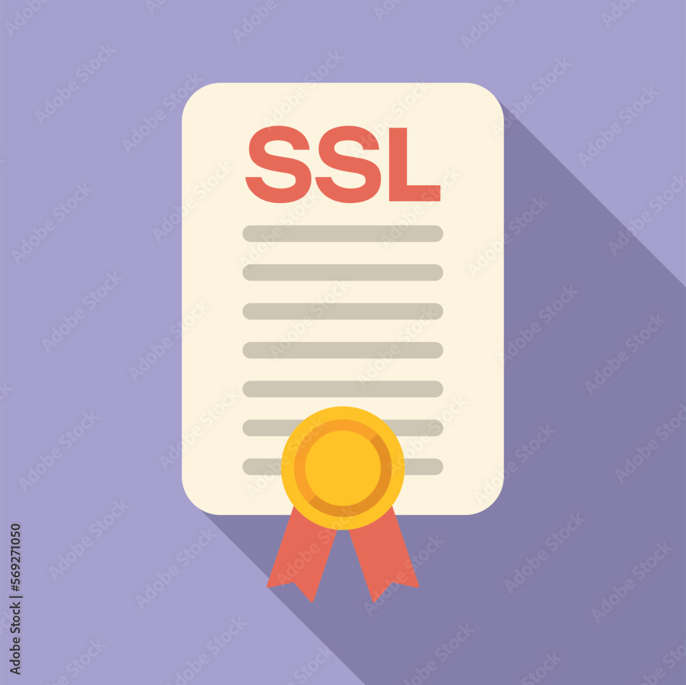 Poster digital ssl certificate icon flat vector. secure website. safety network