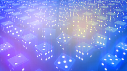Blue gaming dices - gaming randomize concept - abstract 3D rendering