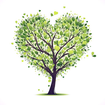 green heart shaped tree, Generative AI