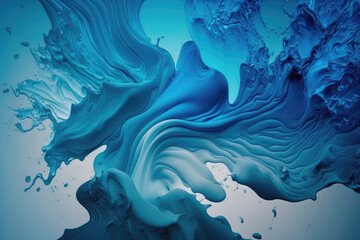 Fototapeta na wymiar Blue fluid colors, liquid colors, blue paints, abstract background. Generative AI.
