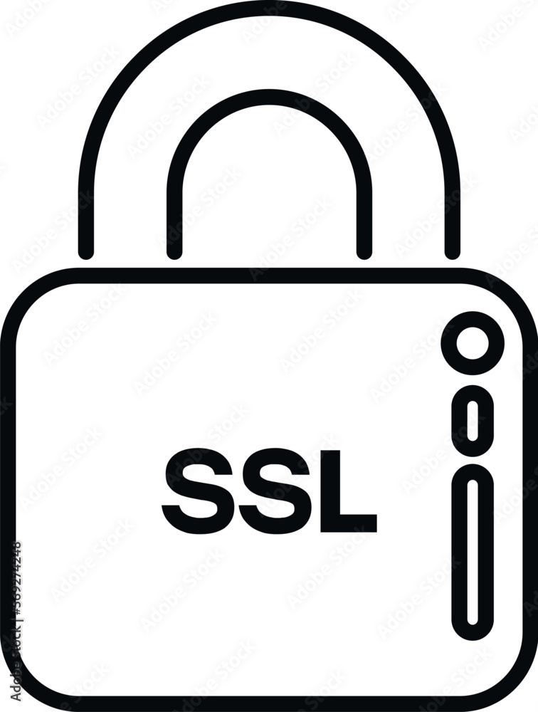 Poster ssl certificate padlock icon outline vector. network security. web data
