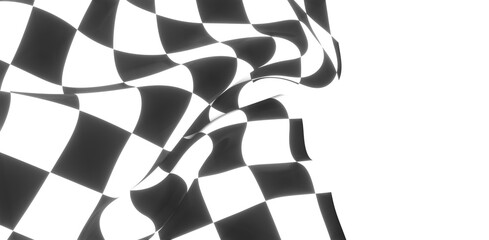  Image of motor racing black and white checkered finish flag waving