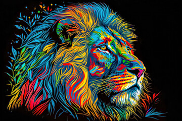 Lion head. Colorful vector illustration of a lion head.