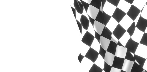 Naklejka na ściany i meble Image of motor racing black and white checkered finish flag waving