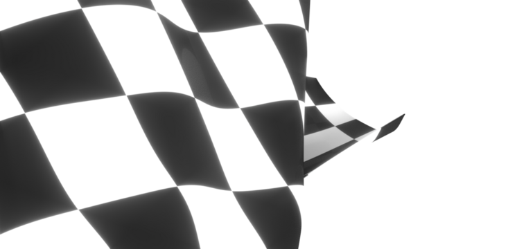  Image of motor racing black and white checkered finish flag waving