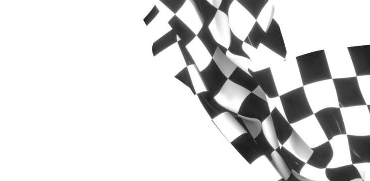  Image of motor racing black and white checkered finish flag waving