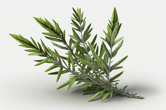  a green plant with leaves on a white background with a shadow of the plant on the ground and a shadow of the plant on the ground.  generative ai
