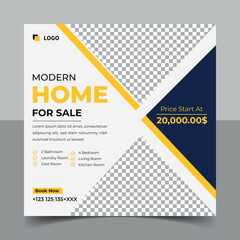 Real Estate home Social Media Post Template, Editable Post Template Social Media Banners design