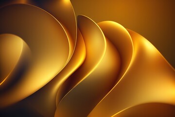  an abstract gold background with curves and curves in the center of the image, with a black background and a gold background with a black background.  generative ai