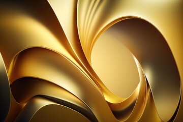  an abstract gold background with a wavy design in the middle of the image is a computer generated image of a curved, curved, curved, curved, curved, curved, curved, curved object.  generative ai