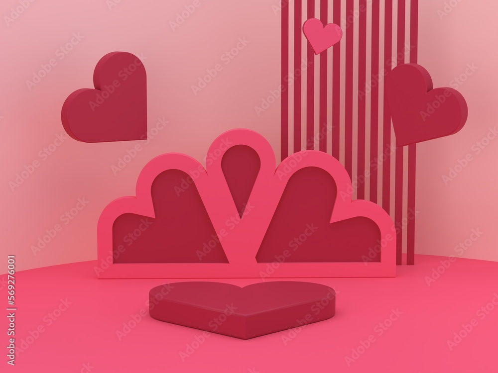 Poster minimal scene with podium and abstract background. geometric shapes. magenta scene. minimal 3d rende