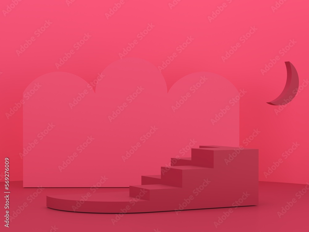 Poster minimal scene with podium and abstract background. geometric shapes. magenta scene. minimal 3d rende