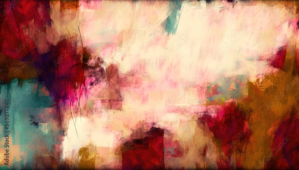 Aufkleber an abstract painting of a red, white, and blue background with a black border around the edges of th