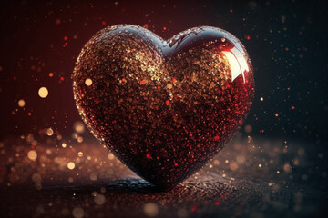 beautiful red heart with red glitter