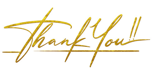 Thank you handwriten typography with golden ink