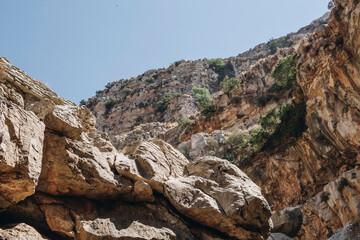 Steep hill as seen from the bottom of canyon