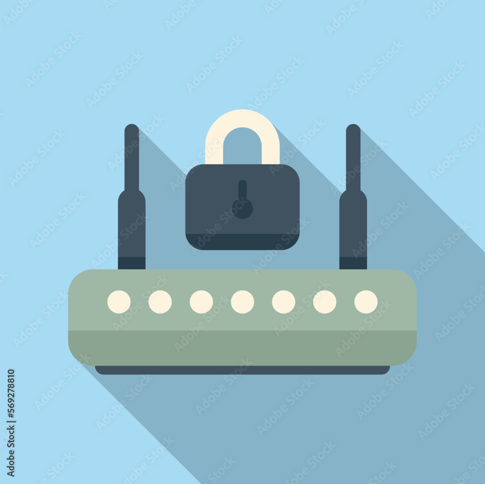 Poster wifi router password protection icon flat vector. login mobile. cyber screen