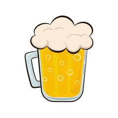 Mug of beer in cartoon style isolated on white background