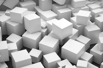  a large group of white cubes are shown in this black and white photo of a large group of white cubes are shown in the middle of the image.  generative ai