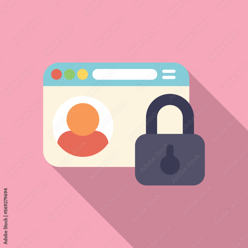 Poster web password protection icon flat vector. personal mobile. app change