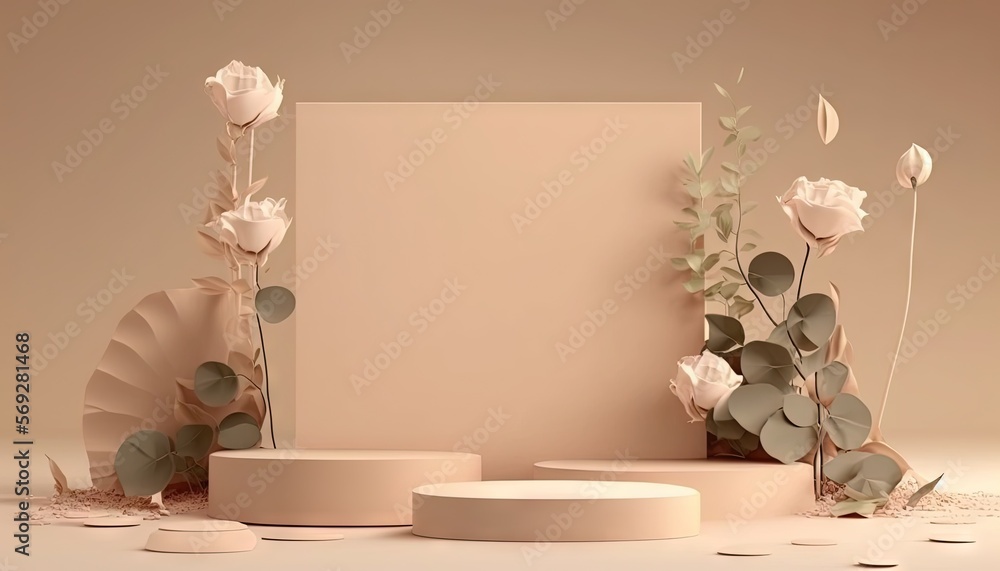 Poster a photo of a vase with flowers and a paper board on a table with confetti scattered around it and a 