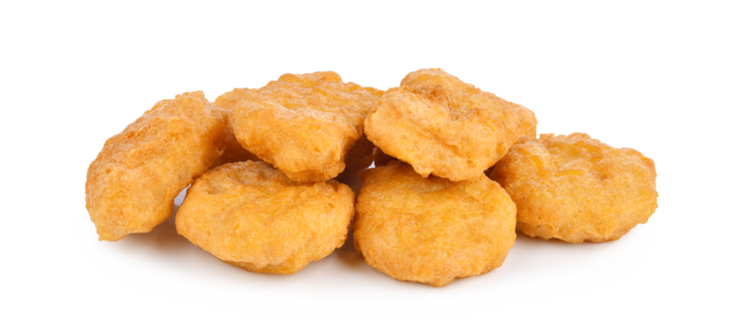 Fried chicken nuggets isolated on transparent background. PNG