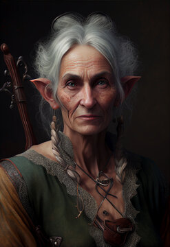 D&D elf character portrait for fantasy RPG, roleplaying games etc, post-processed generative ai