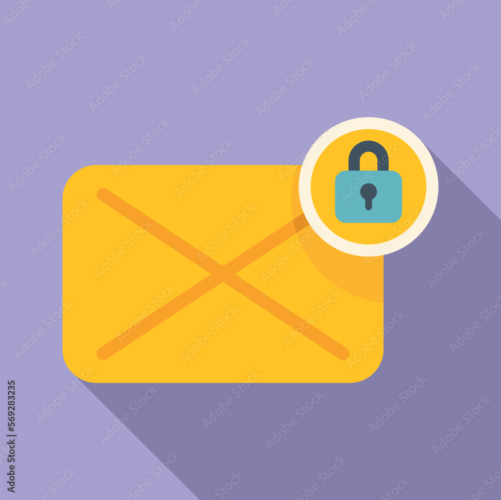 Poster mail message password protection icon flat vector. service log. policy system