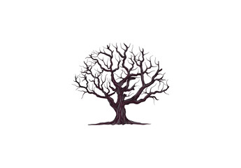 Obraz premium dead tree vector illustration. withered tree hand drawing.