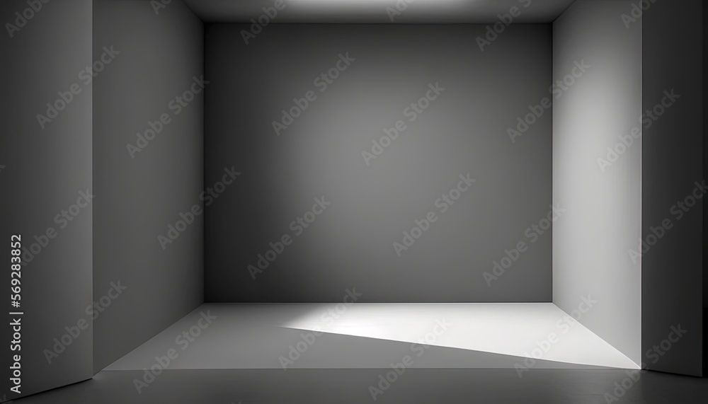Poster an empty room with a light coming in from the ceiling and a light coming in from the ceiling in the 