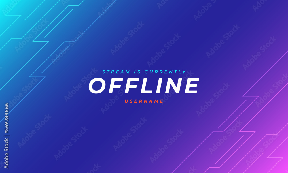 Wall mural abstract twitch offline background design with neon color