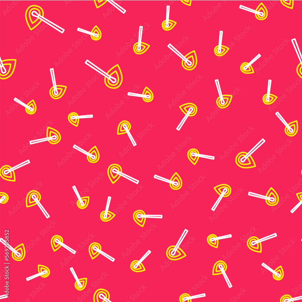 Poster line burning match with fire icon isolated seamless pattern on red background. match with fire. matc