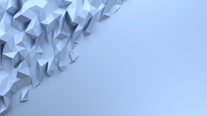 Paleblue low-poly background with copy space. Grunge surface, geometric backdrop with gradient