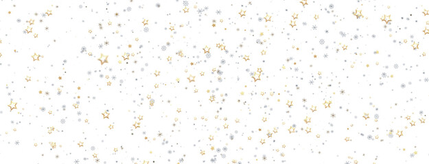 golden openwork shiny snowflakes, star, 3D rendering.