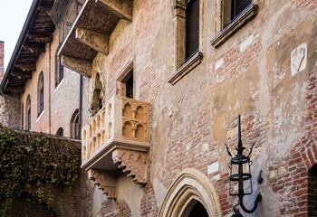 Balcony of Juliet -  house-museum of Juliet, described by William Shakespeare - historic centre of...