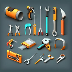 Essential Tools: Realistic Set of Mechanic Tools Isolated