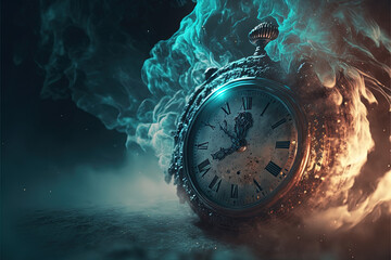 Time travel in different dimensions. AI generated.