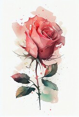 watercolor rose painting. great for cards. generative ai.