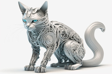 Simple clean cyber cat created with Generative AI technology