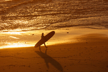 Fototapeta na wymiar golden hour at the atlantic ocean, france sun dawn